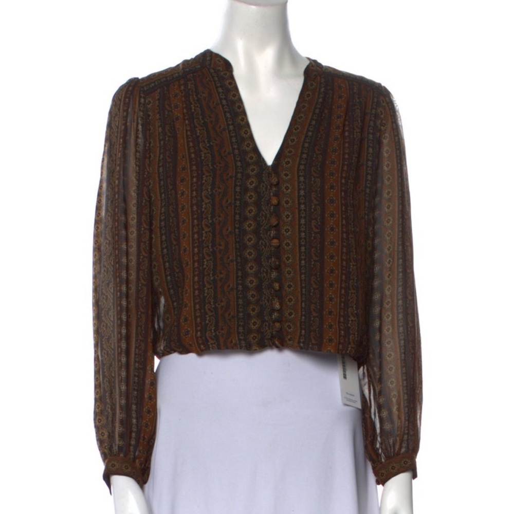 Veronica Beard V Neck Long Sleeve Top